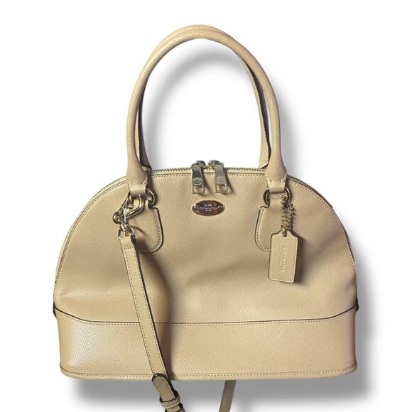 Coach Handbags - Coach Beige Leather Dome Satchel
